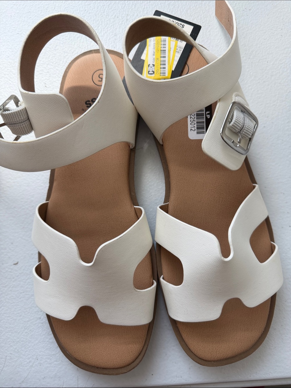Kids White Cutout Strap Sandals